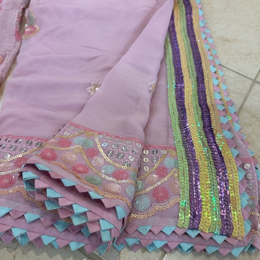 Embroidered Pink Lehenga Set - Picture 3 of 15